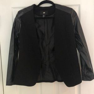 H&M blazer with faux leather sleeves